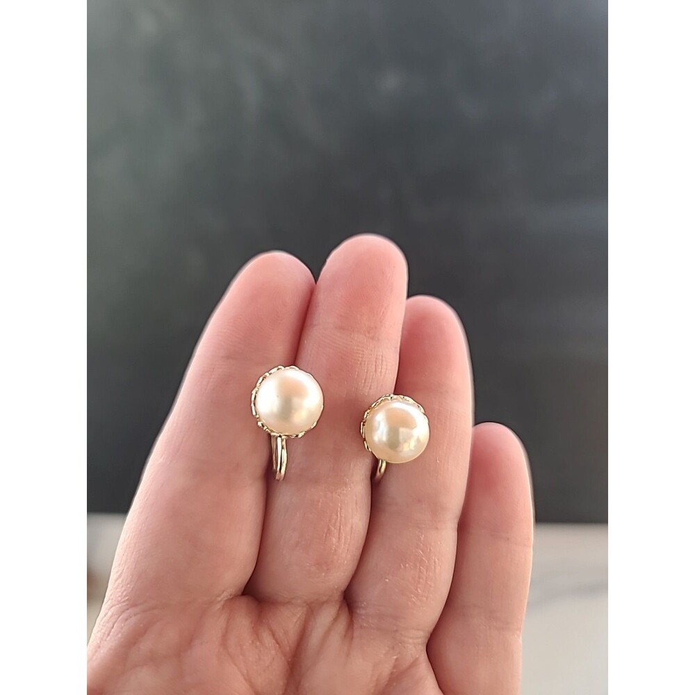 Faux Pearl Screwback Earrings Vintage Costume Jewelry